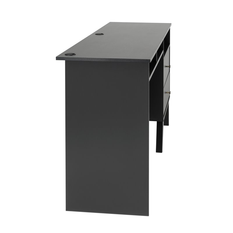 Prepac Milo Desk with Side Storage and 2 Drawers - Black