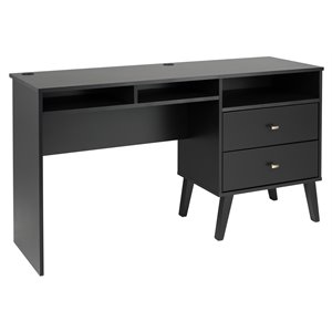 prepac milo computer desk with side storage and 2 drawers in black