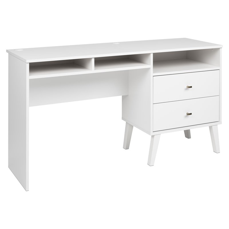 Prepac Milo Computer Desk With Side Storage And 2 Drawers In White Wehr 1413 1
