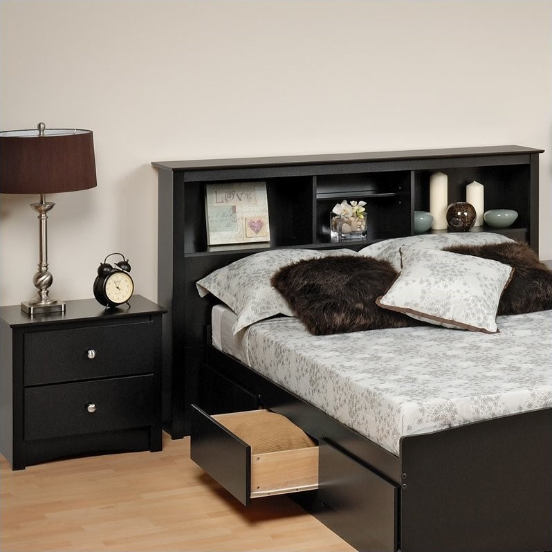 ... Sonoma Black Full / Queen Wood Bookcase Headboard 2 Piece Bedroom Set