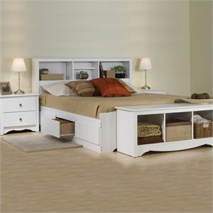 prepac monterey white queen wood platform storage bedroom set