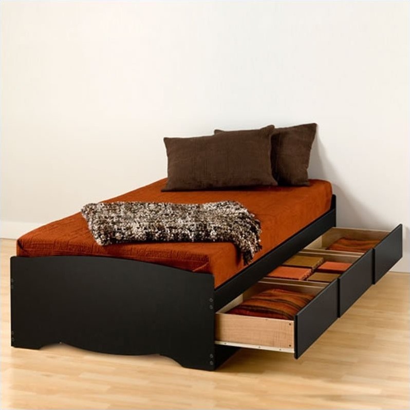 Prepac Sonoma Black Twin Xl Platform, Twin Xl Size Bed Frame With Storage