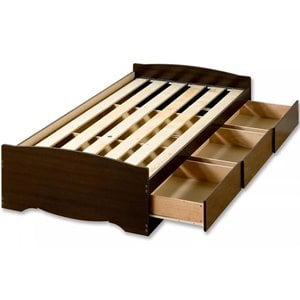 prepac manhattan wooden platform storage bed in espresso