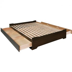 Prepac Coal Harbor Wooden Queen Platform Storage Bed in Espresso