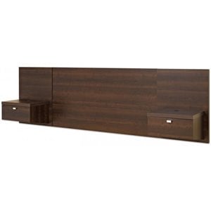 prepac series 9 wooden floating headboard with nightstands in espresso