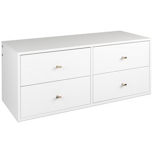 prepac milo 4 drawer floating wooden dresser in white