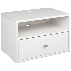 prepac milo 1 drawer floating wooden nightstand in white