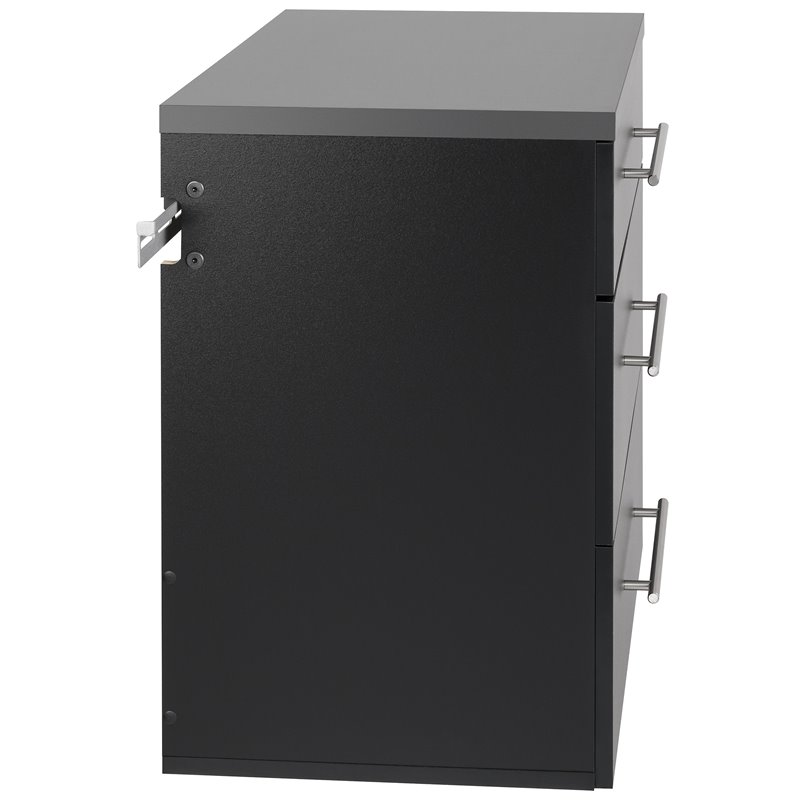 Prepac HangUps 3 Drawer Wooden Base Garage Storage Cabinet in Black