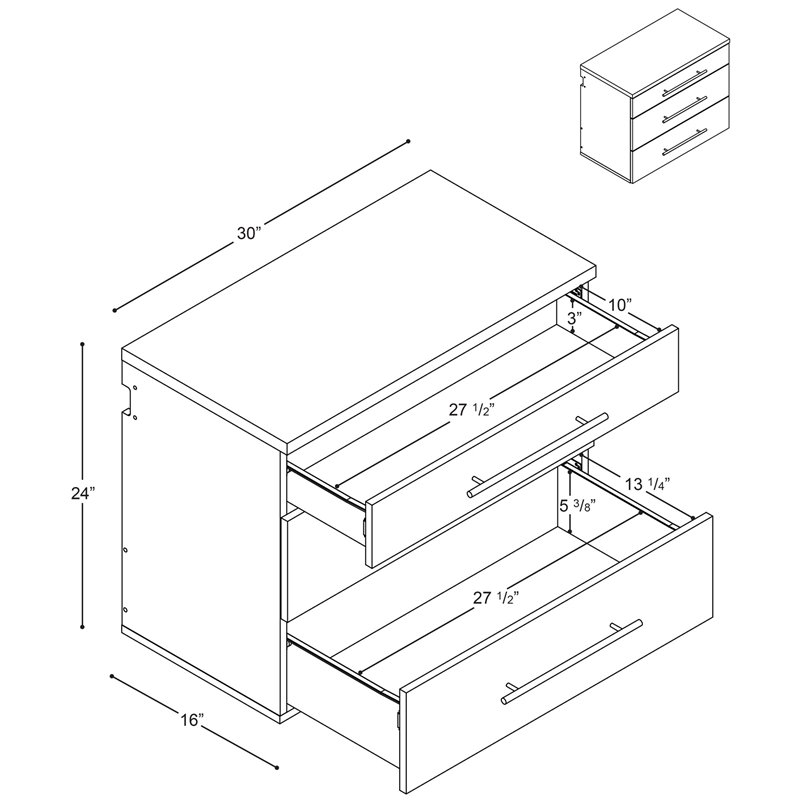 Prepac HangUps 3 Drawer Wooden Base Garage Storage Cabinet in Black