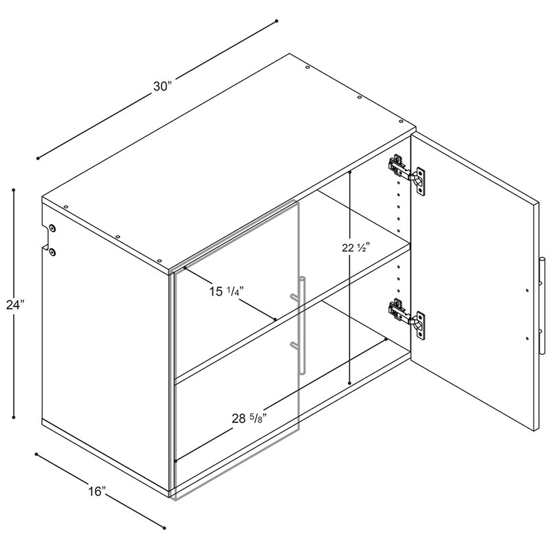 Prepac HangUps 30 in. 1-Shelf Engineered Wood Storage Cabinet in Black