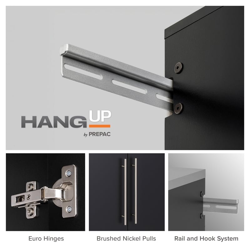 Prepac HangUps 30 in. 1-Shelf Engineered Wood Storage Cabinet in Black