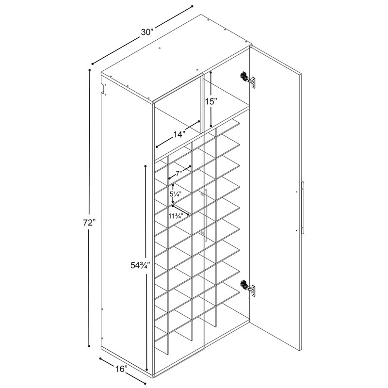 HangUps Shoe Storage Cabinet Black - Prepac