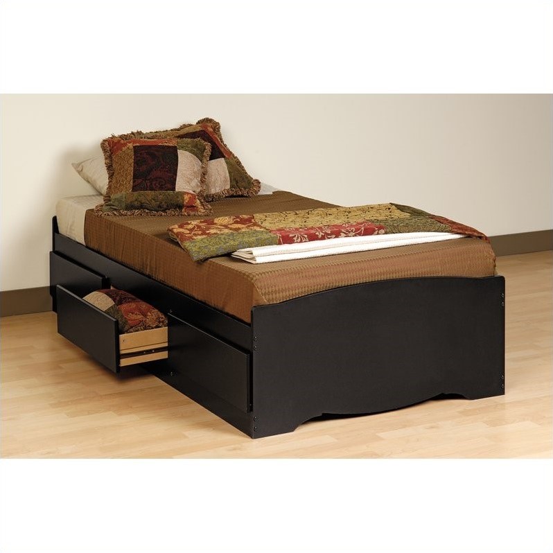Prepac Sonoma Twin Bookcase Platform, Prepac Sonoma Wooden Bookcase Platform Storage Bed In Black