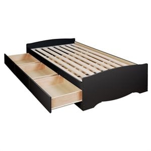prepac sonoma bookcase platform storage bed in black