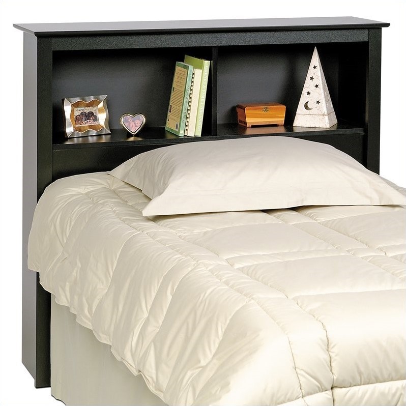 Prepac Sonoma Twin Bookcase Platform, Black Bookshelf Headboard Full Size Bed With Storage