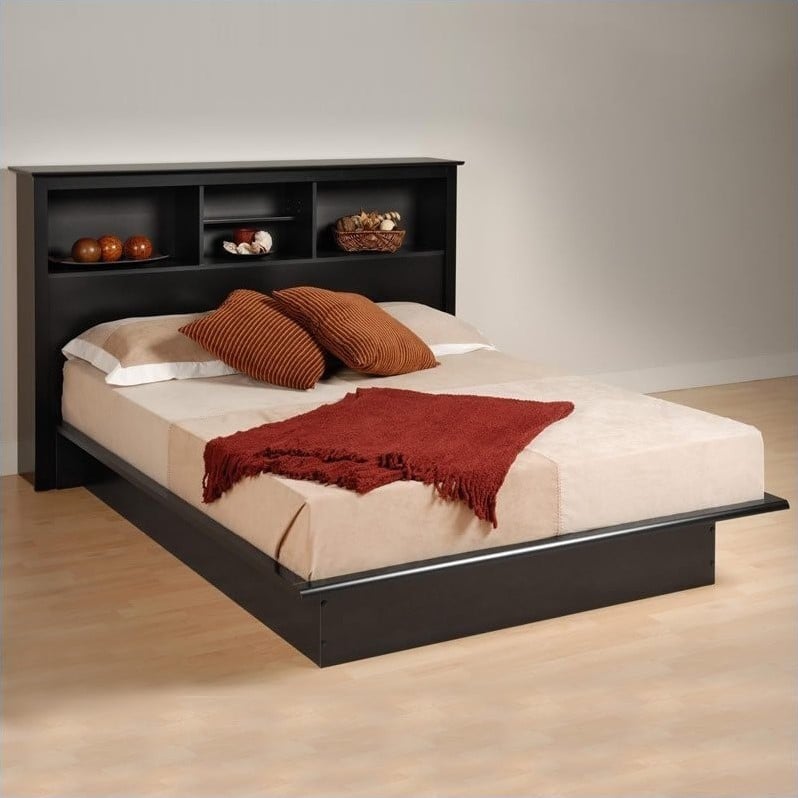 Black Queen Bookcase Platform Bed Bbq 6080 K Kit