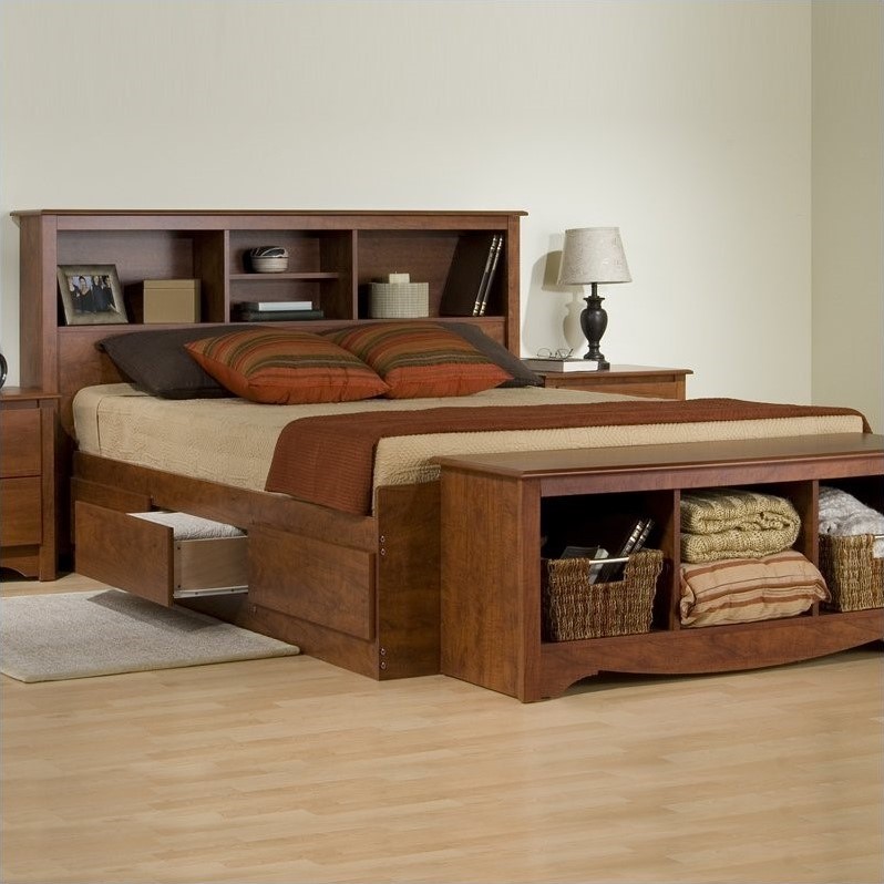 Cherry Double / Full Bookcase Platform Storage Bed CBD56003KKIT