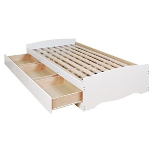 prepac monterey white twin bookcase platform storage bed