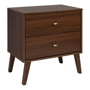 Prepac Milo MCM 24.75 in. Wide 2-Drawer Engineered Wood Nightstand in Cherry