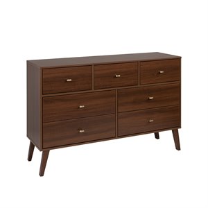 prepac milo mid-century wood 7 drawer chest in chery