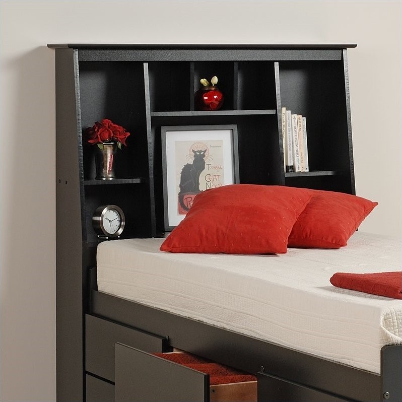 Black Tall Twin Bookcase Platform Storage Bed - BBT-4106-KIT