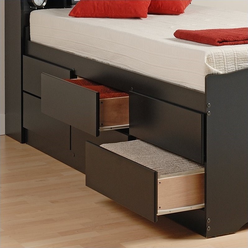 Black Tall Twin Bookcase Platform Storage Bed BBT4106KIT
