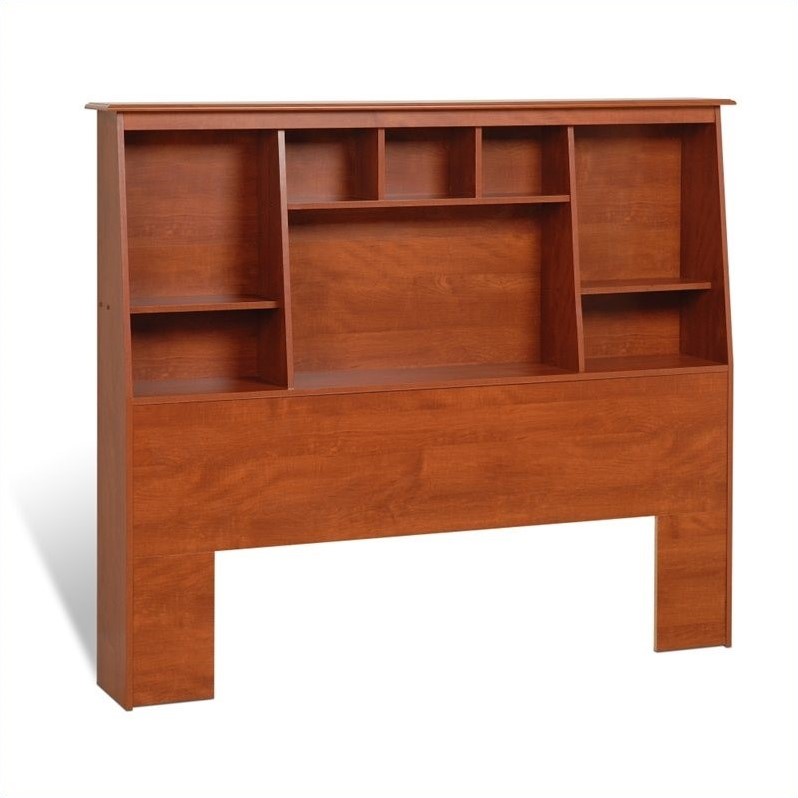 Queen Tall Bookcase HighPlatform Storage Bed in Cherry CBQ6212KIT
