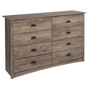 Prepac Salt Spring 8-Drawer Transitional Composite Wood Dresser in Drifted Gray