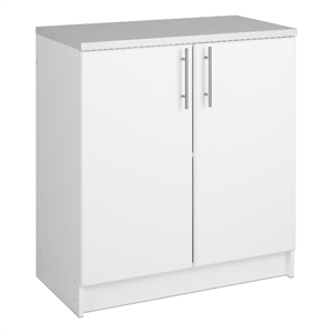 prepac elite white engineered wood base cabinet with melamine countertop