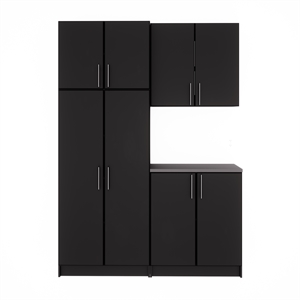 prepac elite black engineered wood storage cabinet set f - 4 pc