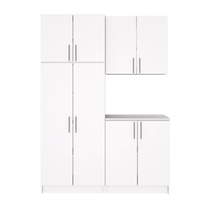 prepac elite white engineered wood storage cabinet set f - 4 pc