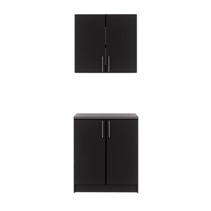 prepac elite black engineered wood storage cabinet set h - 2 pc