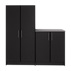 prepac elite black engineered wood storage cabinet set j - 2 pc