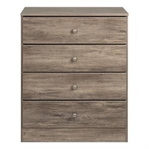 prepac astrid drifted gray engineered wood 4-drawer chest
