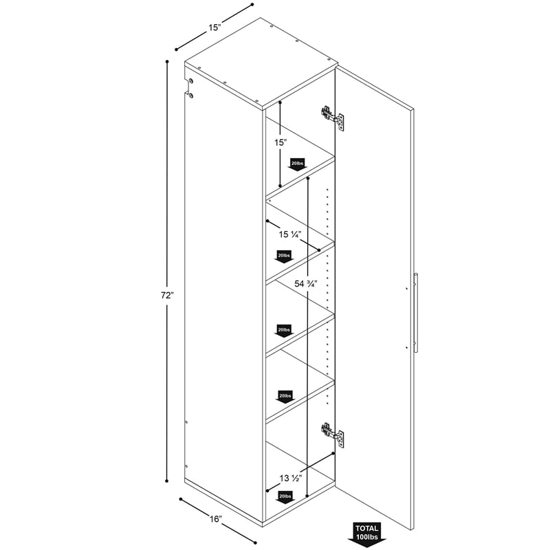 Prepac HangUps Composite Wood Wall-mounted Garage Cabinet in White