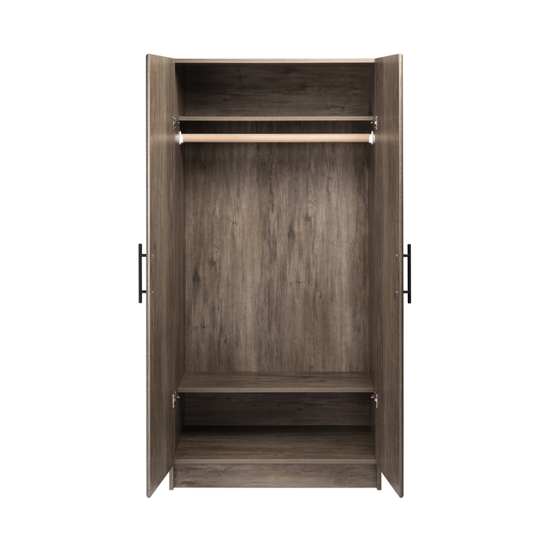 Prepac Elite 32 inch Drifted Gray Engineered Wood Wardrobe Cabinet