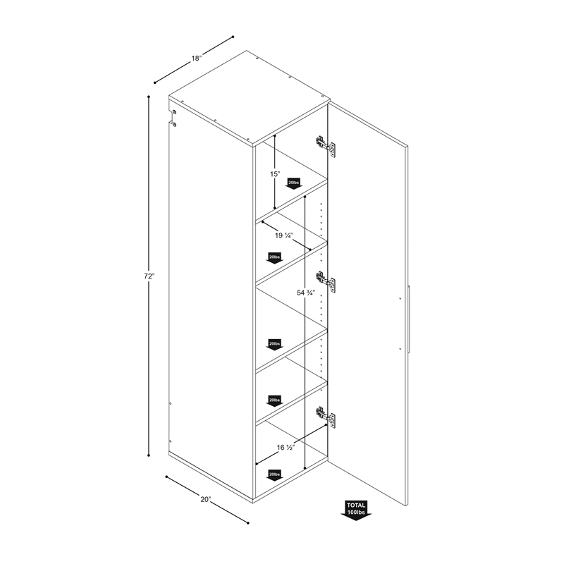 Prepac HangUps Composite Wood Wall-mounted Garage Cabinet in White