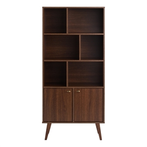 Prepac Cherry Engineered Wood Milo Mid-Century Modern Bookcase