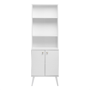 Prepac White Engineered Wood Milo Mid-Century Modern Tall Bookcase