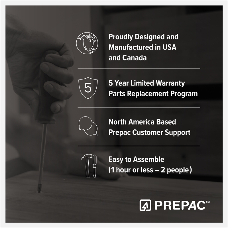 Prepac Simply Modern 52.5 in. 6-Drawer Engineered Wood Dresser in Black