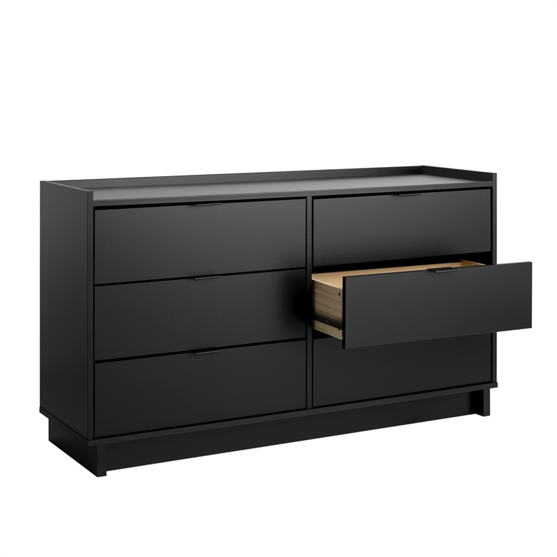 Prepac Simply Modern 52.5 in. 6-Drawer Engineered Wood Dresser in Black