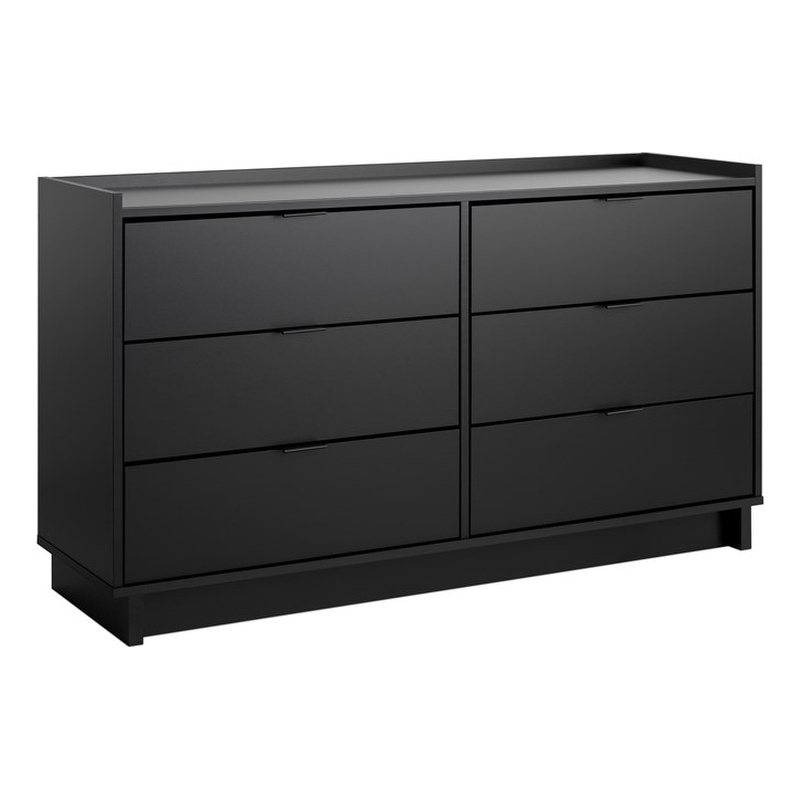 Prepac Simply Modern 52.5 in. 6-Drawer Engineered Wood Dresser in Black