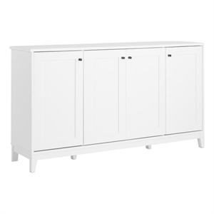 Prepac Yaletown 60 in. 4-Panel Door Engineered Wood Console Table in White