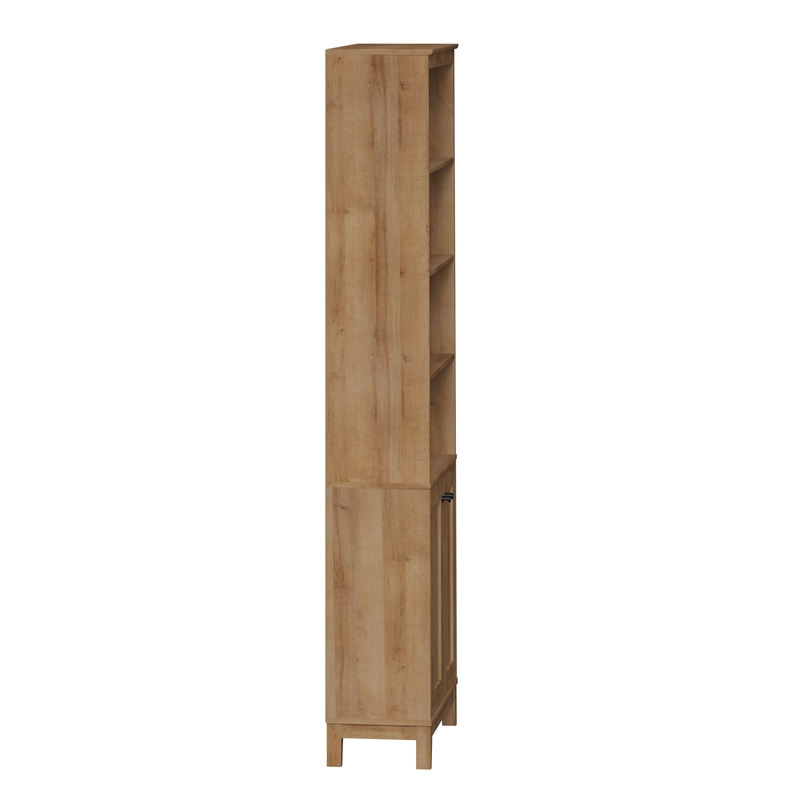 Prepac Yaletown 79.5 in. Tall 6-Shelf Engineered Wood Bookcase in Natural Oak