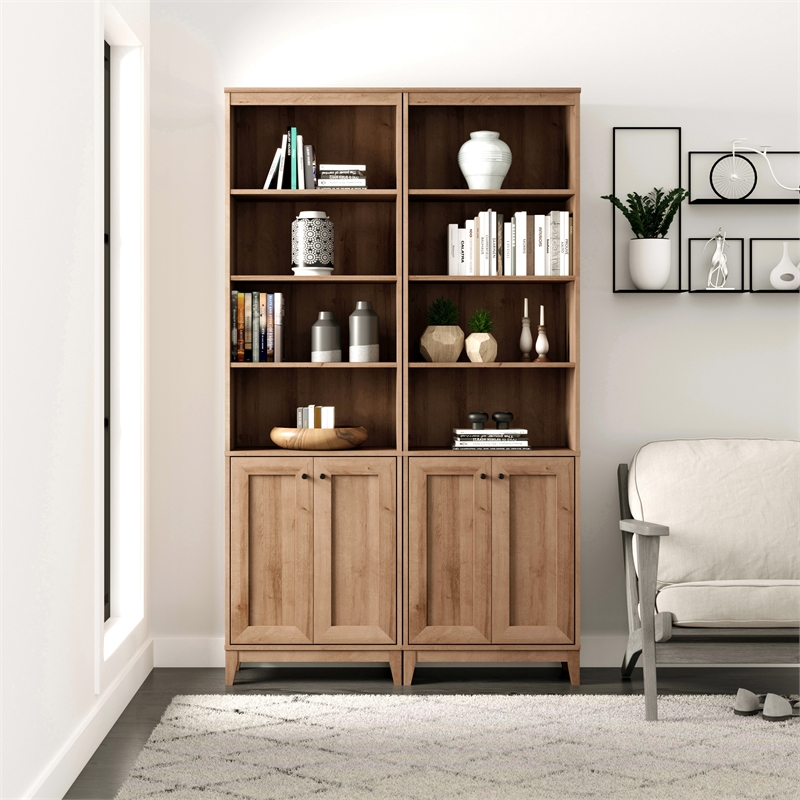 Prepac Yaletown 79.5 in. Tall 6-Shelf Engineered Wood Bookcase in Natural Oak