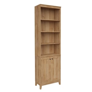 Prepac Yaletown 79.5 in. Tall 6-Shelf Engineered Wood Bookcase in Natural Oak