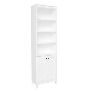 Prepac Yaletown 79.5 in. Tall 6-Shelf Engineered Wood Bookcase in White