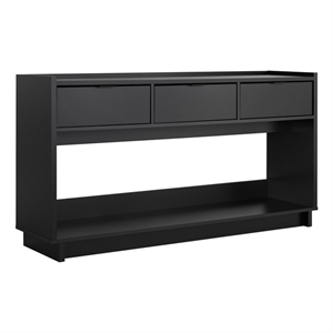Prepac Simply Modern 60.25 in. 3-Drawer Engineered Wood Console Table in Black
