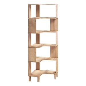 Prepac Nordik 6-Tier Engineered Wood  Corner Bookcase in Natural Oak