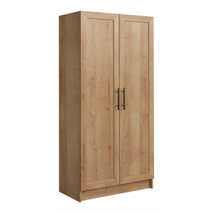 Prepac Elite 65&quot Tall Engineered Wood Kitchen Pantry Cabinet in Natural Oak